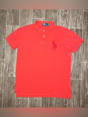 Polo Ralph Lauren Custom Fit Rugby Shirt Big Pony #3 Mens Large Red